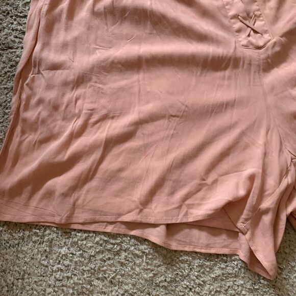 Torrid | pink crepe lace front shorts - Picture 4 of 5